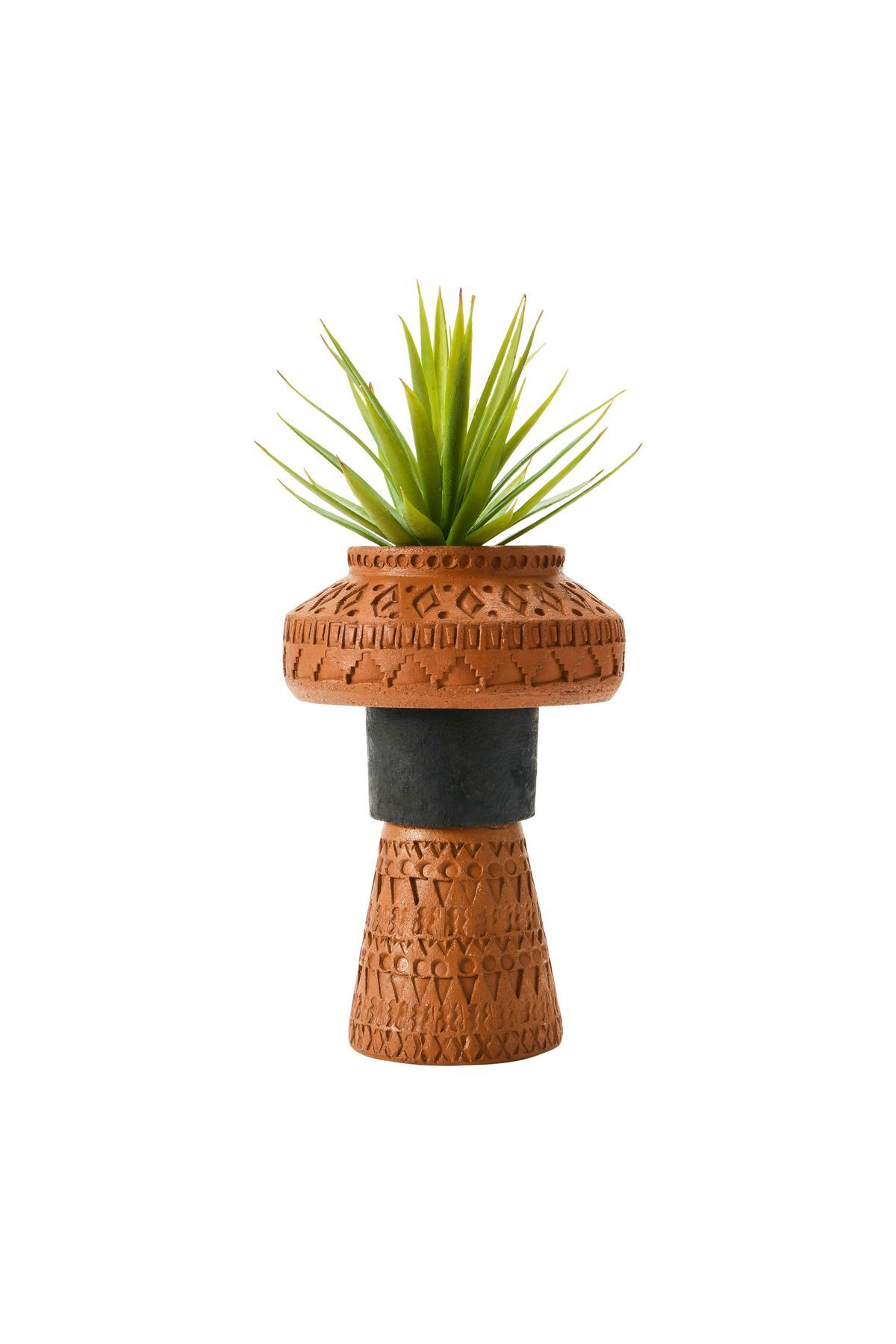 El Yapımı Kabartmalı Terracotta Vazo