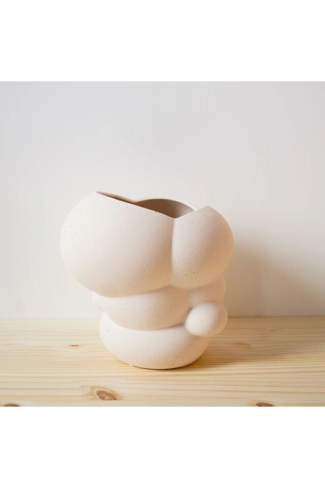 Krem Organik Şekilli Vazo