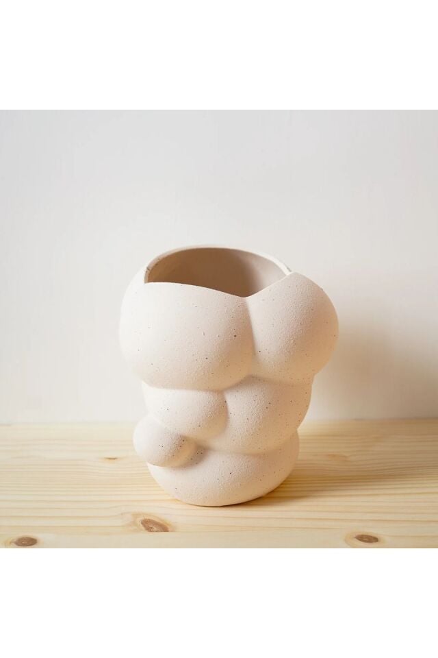 Krem Organik Şekilli Vazo