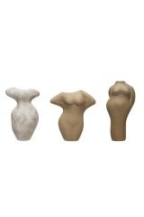 3'lü Set Terracotta Gövde Şekilli Vazolar