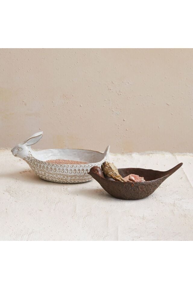 Kabartmalı Seramik Tavşan Kase