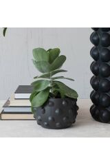 Kabartmalı Siyah Saksı & Vazo