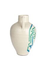 El Yapımı Soyut Yüz Terracotta Vazo