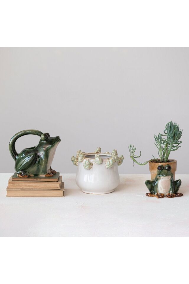 Seramik Kurbağa Saksı