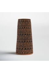 El Yapımı Kabartmalı Terracotta Vazo