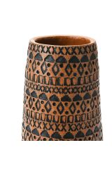 El Yapımı Kabartmalı Terracotta Vazo